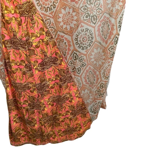 Maaji Womens Printed Long Sleeve Swim Coverup Small Multicolor Mixed Media Lace